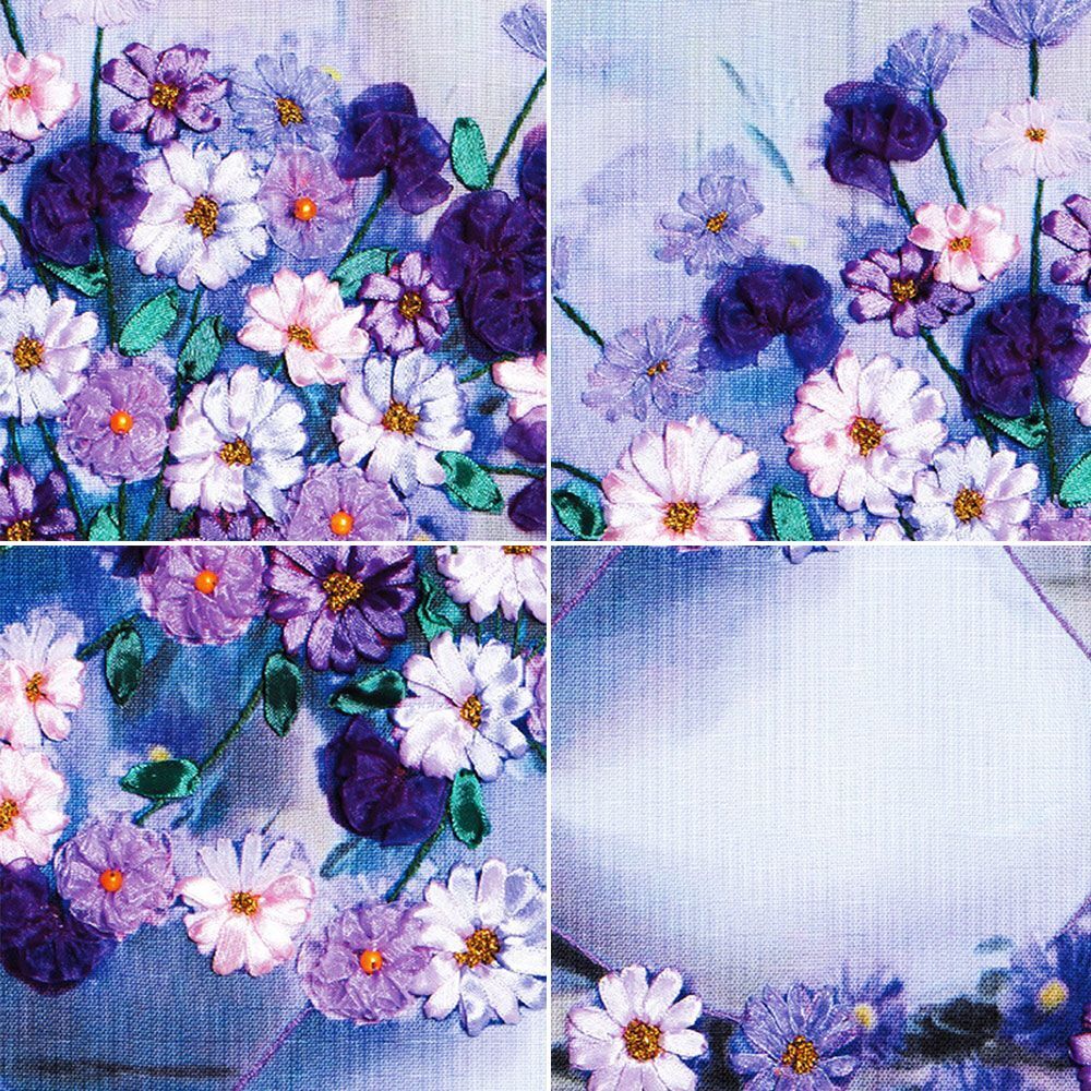 Flower DIY Ribbon Wall Decor Cross Stitch Hanging Pictures Embroidery Set