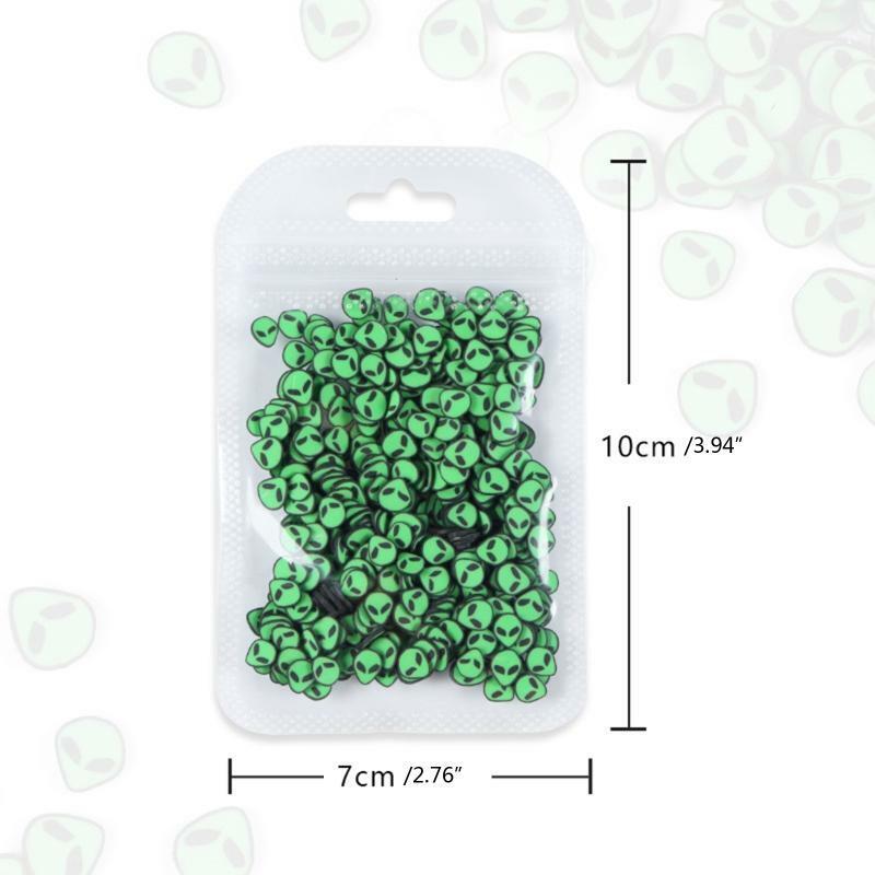 Alien Soft Pottery Pieces Green Flat Shiny Nail Jewelry for Nail Art DIY Crafts