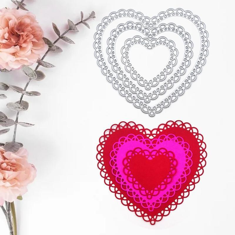 Three-Layer Hollow Lace Heart Shape Carbon Steel Cutting Dies DIY Scrapbooking