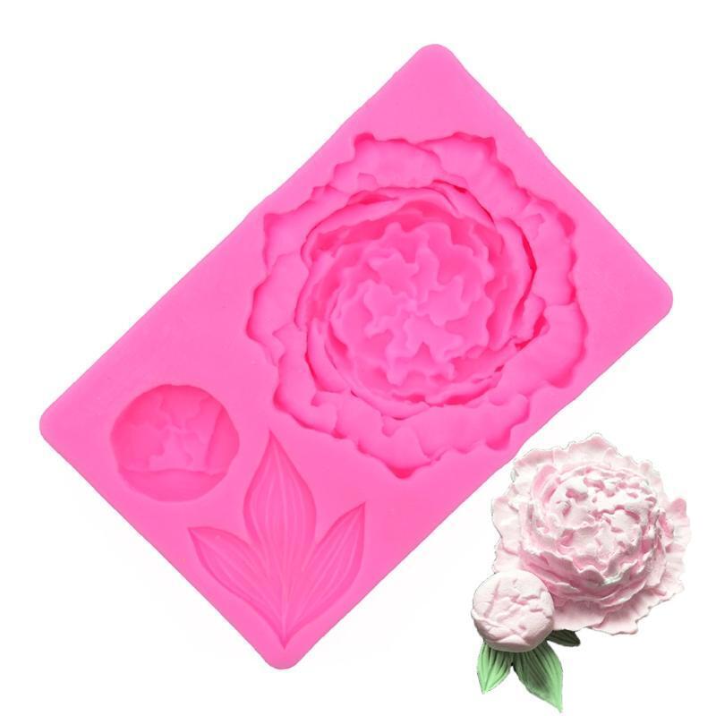Cake Moulds Peony Flower and Leaf Shapes Silicone Material Moulds Fondant Moulds