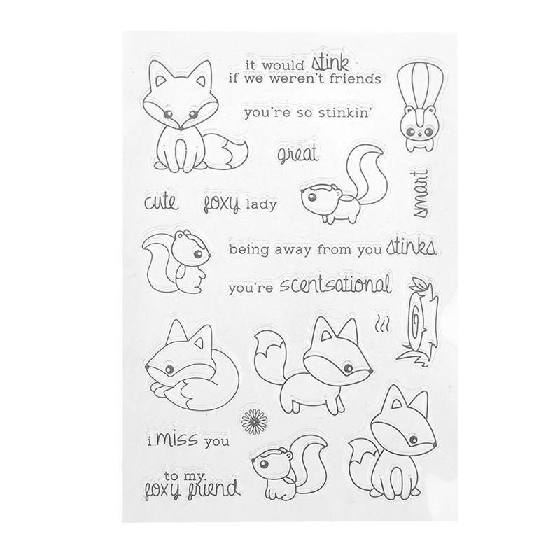 Cute Fox Silicone DIY Clear Stamps Scrapbooking for Photo Paper Card Craft Decor
