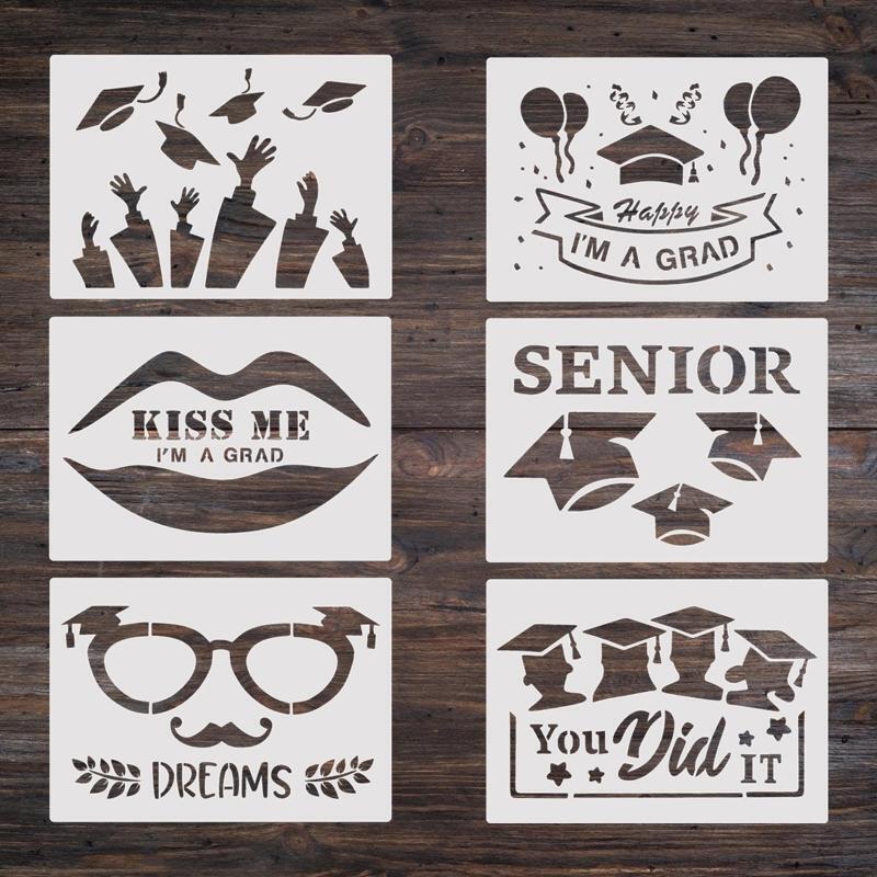 Graduation Painting Template Set Hollow PET Stencils Letters Numbers DIY Wall