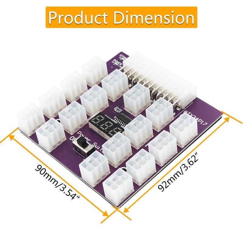 24Pin to 17 ATX 6 Pin Server PSU Power Supply Breakout Board Adapter 2400W Max
