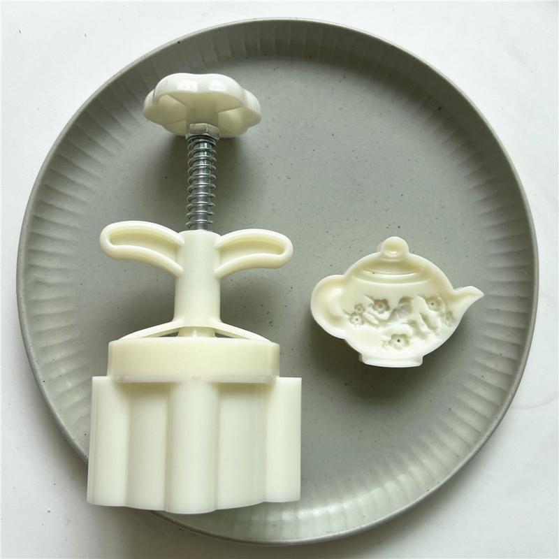 Plastic Material Mooncake Moulds Mooncake Stamps Plum Teapot Shaped Pastry Tools