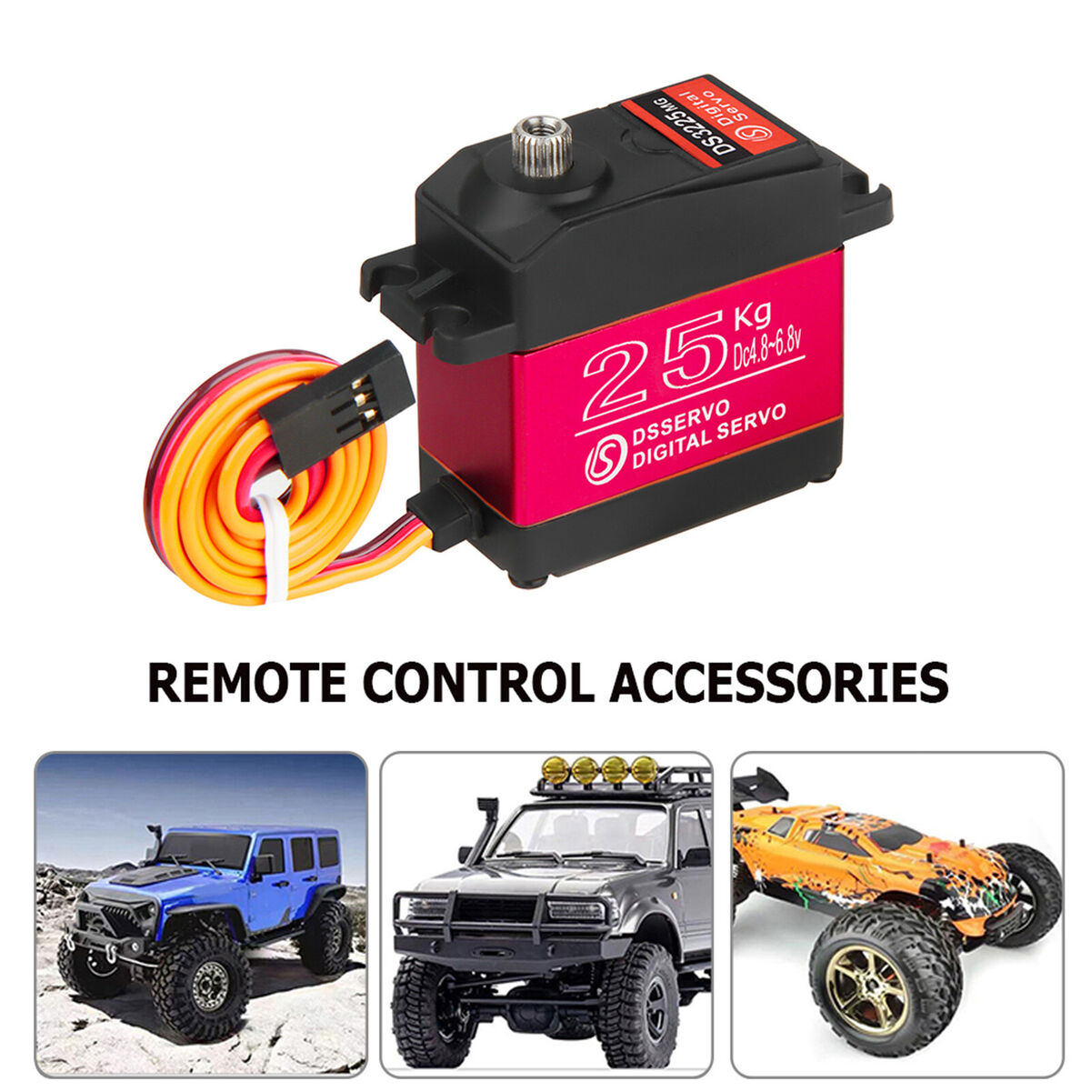 Waterproof 25kg Metal Gear Digital Servo Kits for RC Crawler Robot Red