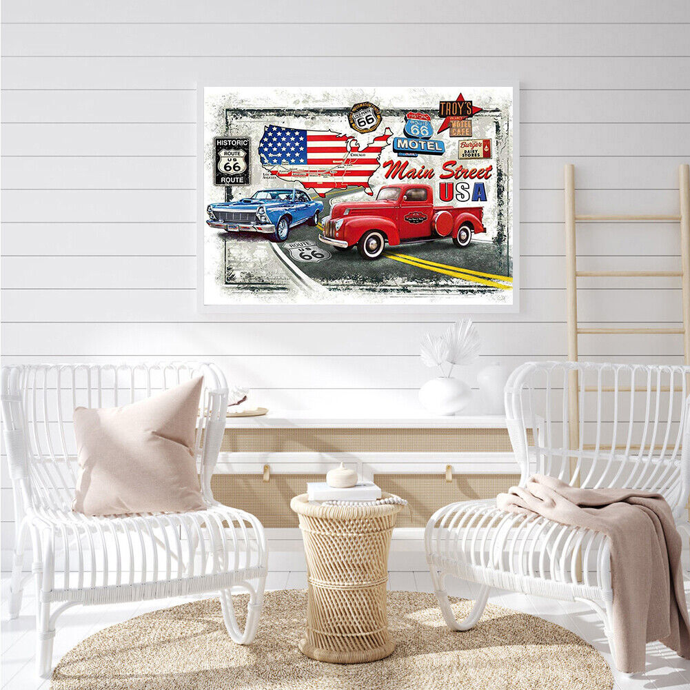 Diamond Painting Kit The Mystery of Highway 66 Full Round Drill Handicrafts