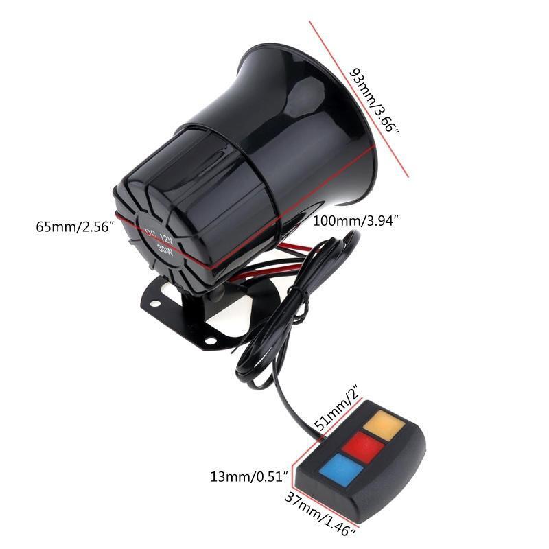 Car Siren Horn 3 Tones Siren Police Speaker Amplifier Sound Horn Loudspeaker 12V