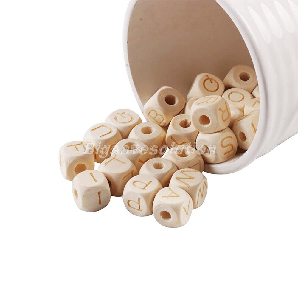 26Pcs/set 12mm Alphabet Letter Beads Cube Square Wooden Spacer Beads Handcraft