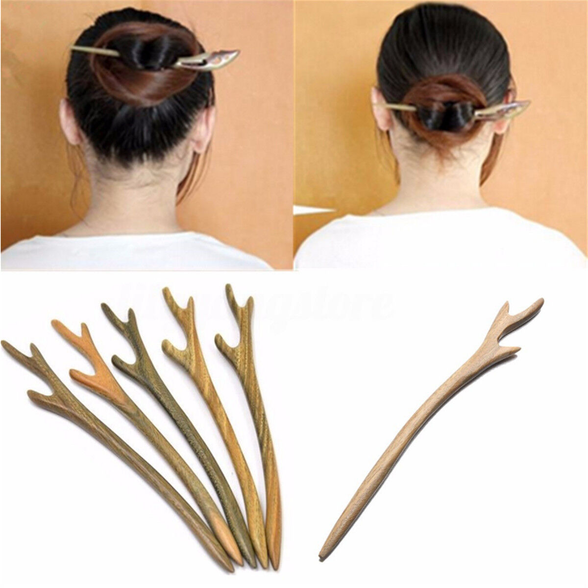 Wooden Hair Pin Stick Chopstick Wood Handmade Carved Hair Jewelry Random Gift
