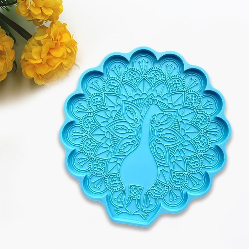 Peacock Shape Crystal Coaster DIY Craft Mold Plaster Soap Casting Epoxy Mould