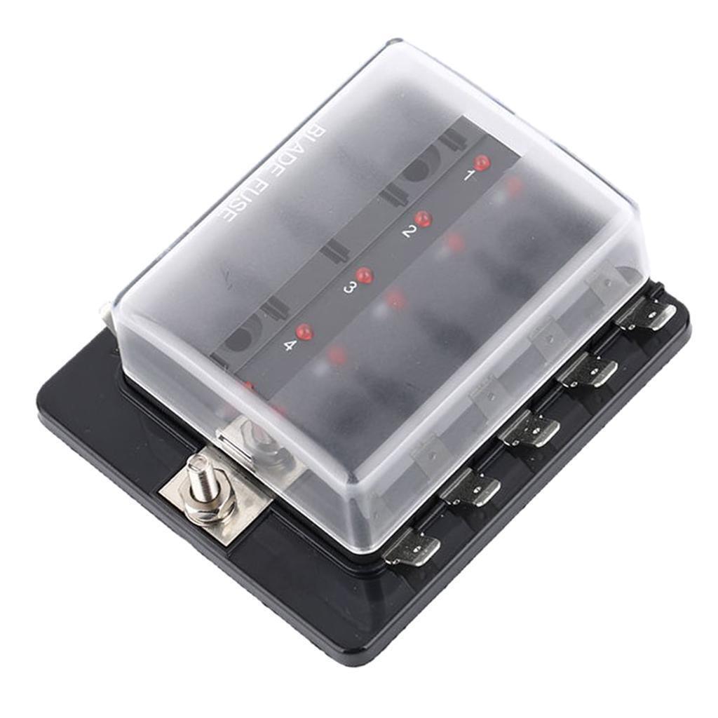 Fuse Box Blade Fuse Block Holder LED Indicator Waterpoof Cover for Automotive