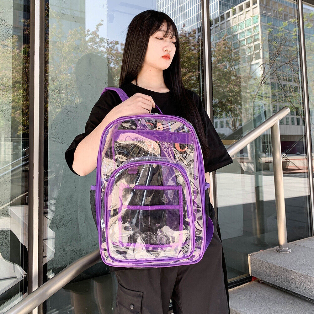 Fashion Women Clear Knapsack Students Preppy Style Large Backpacks (Purple)