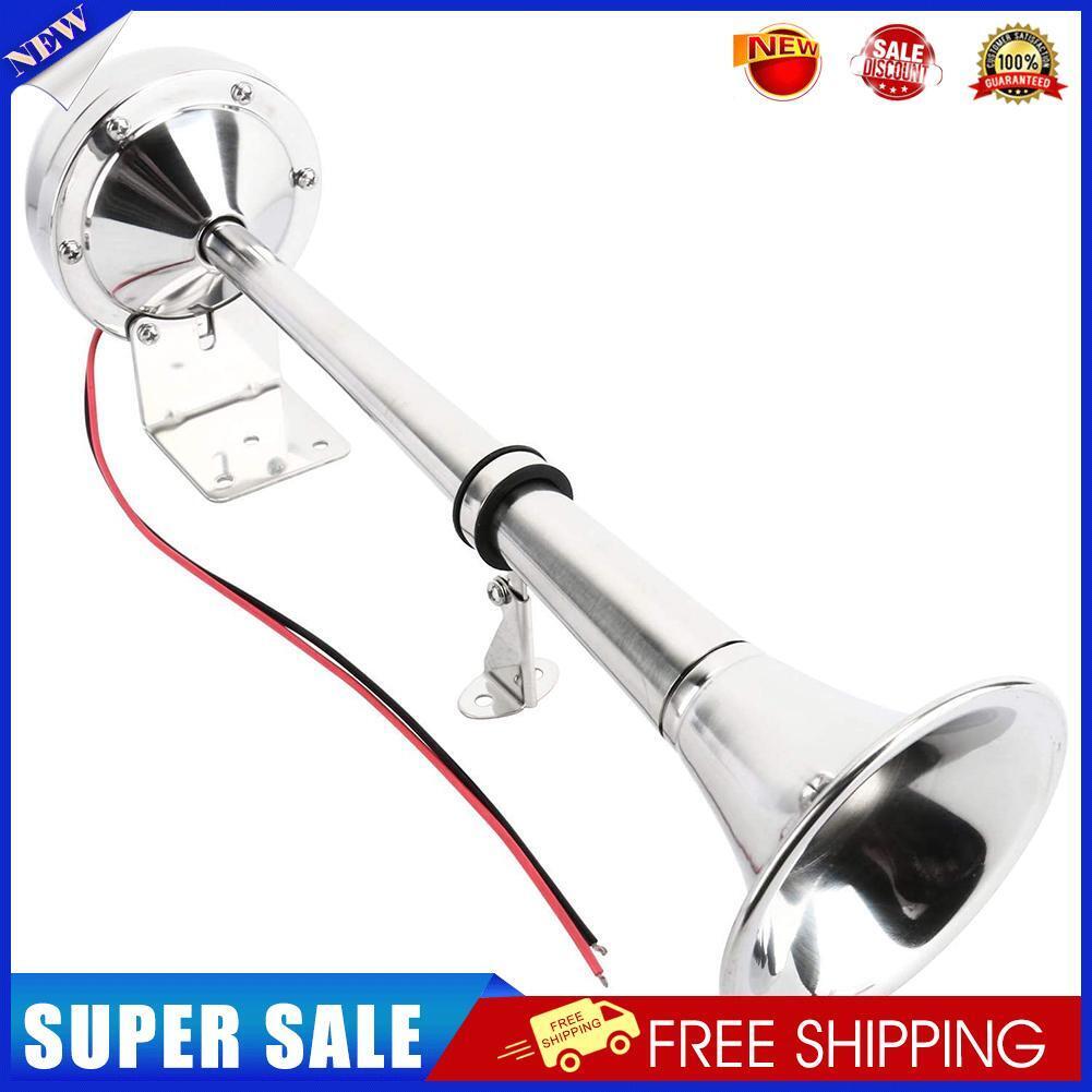 12V Polished Stainless Steel Single Trumpet Horn Low Tone for Marine Boat
