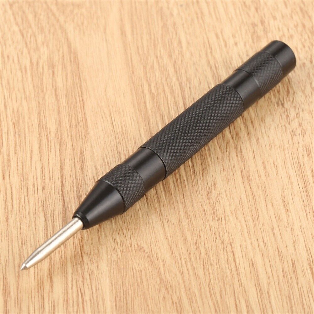 1Pc Black Metal Wood Marking Locator HSS Spring Loaded Automatic Center Punch