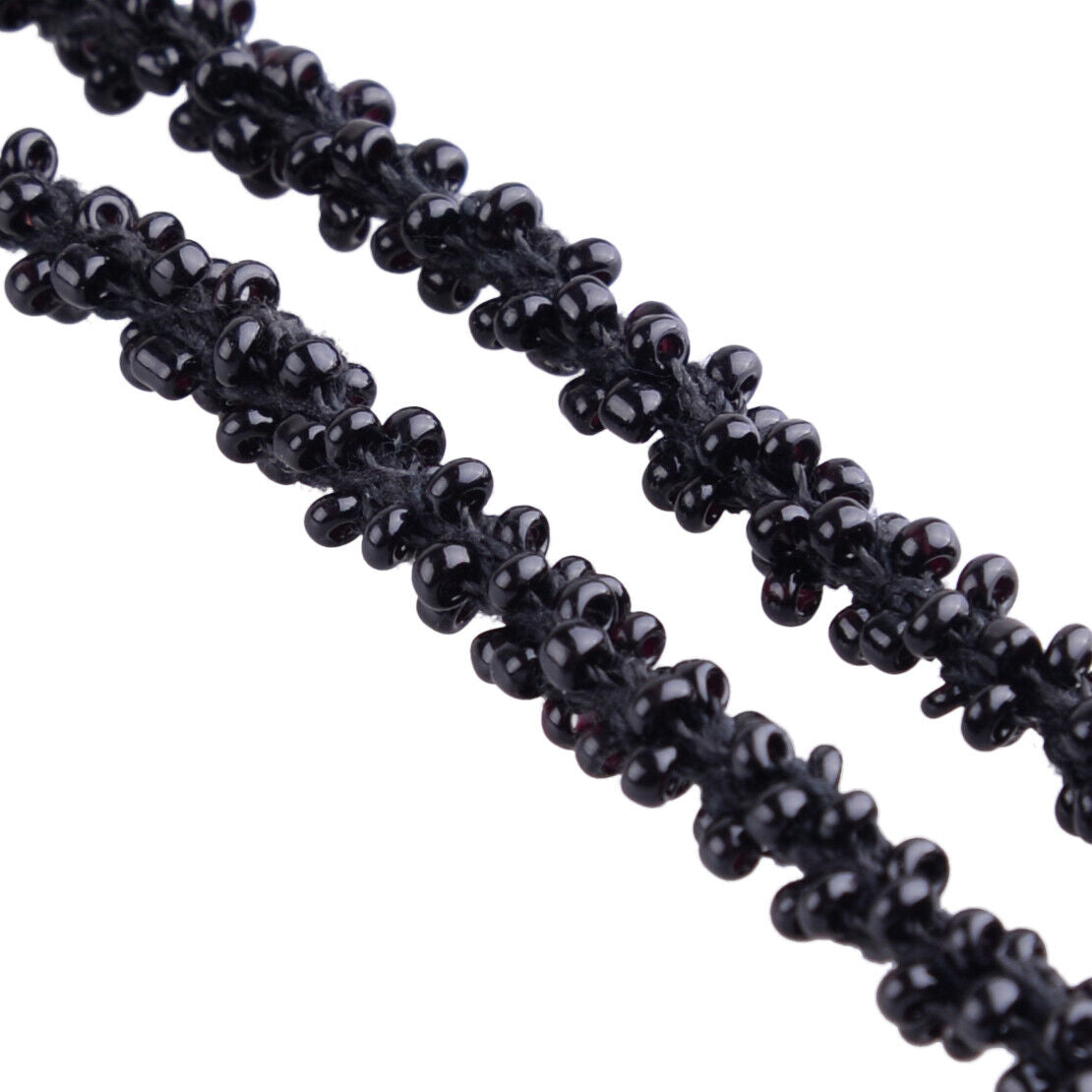 Women Black Beads Tassel Crystal  Sweater Statement Necklace Long Chain Charm Li