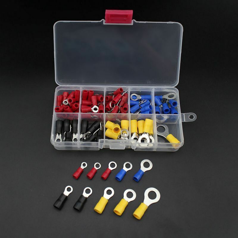 102x Assorted Insulated Coppers Ring Crimp Wire Terminal Connector Set AWG 22-10