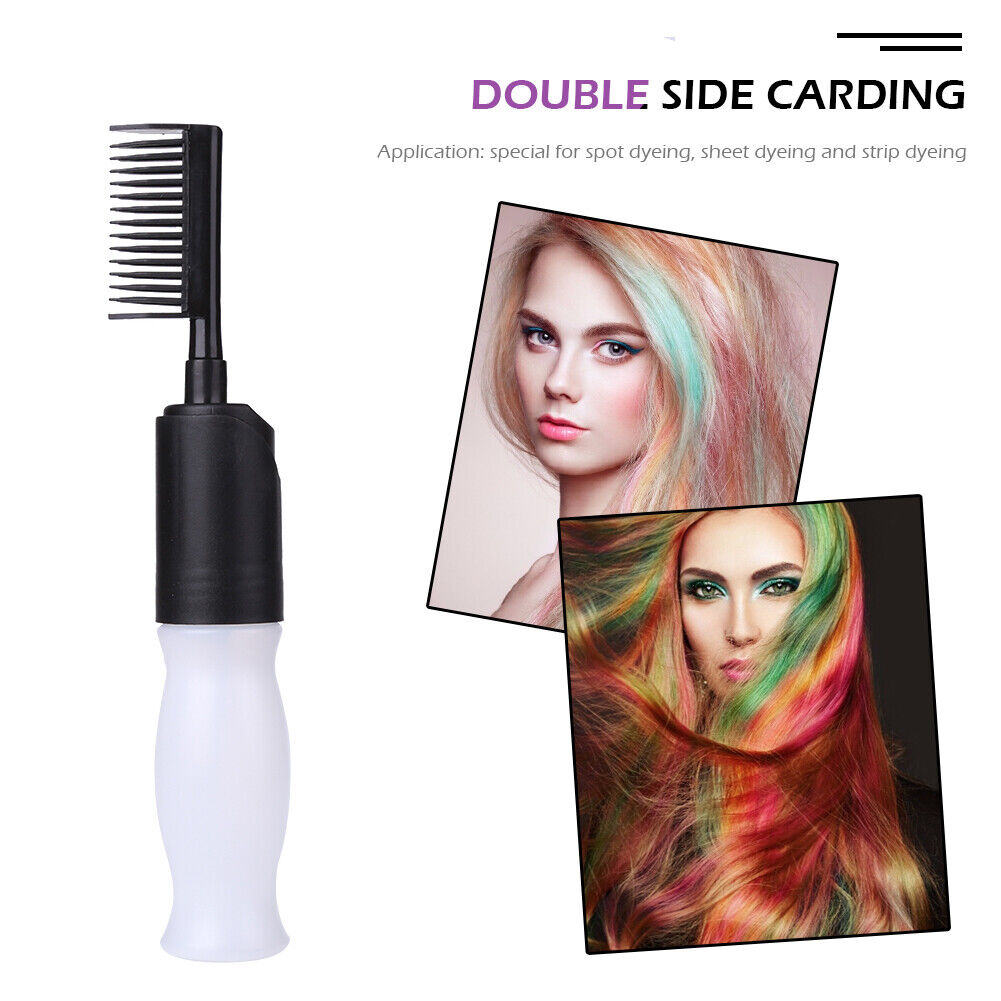 Hair Dye Bottle Comb Reusable Hair Coloring Applicator for Salon (Black)