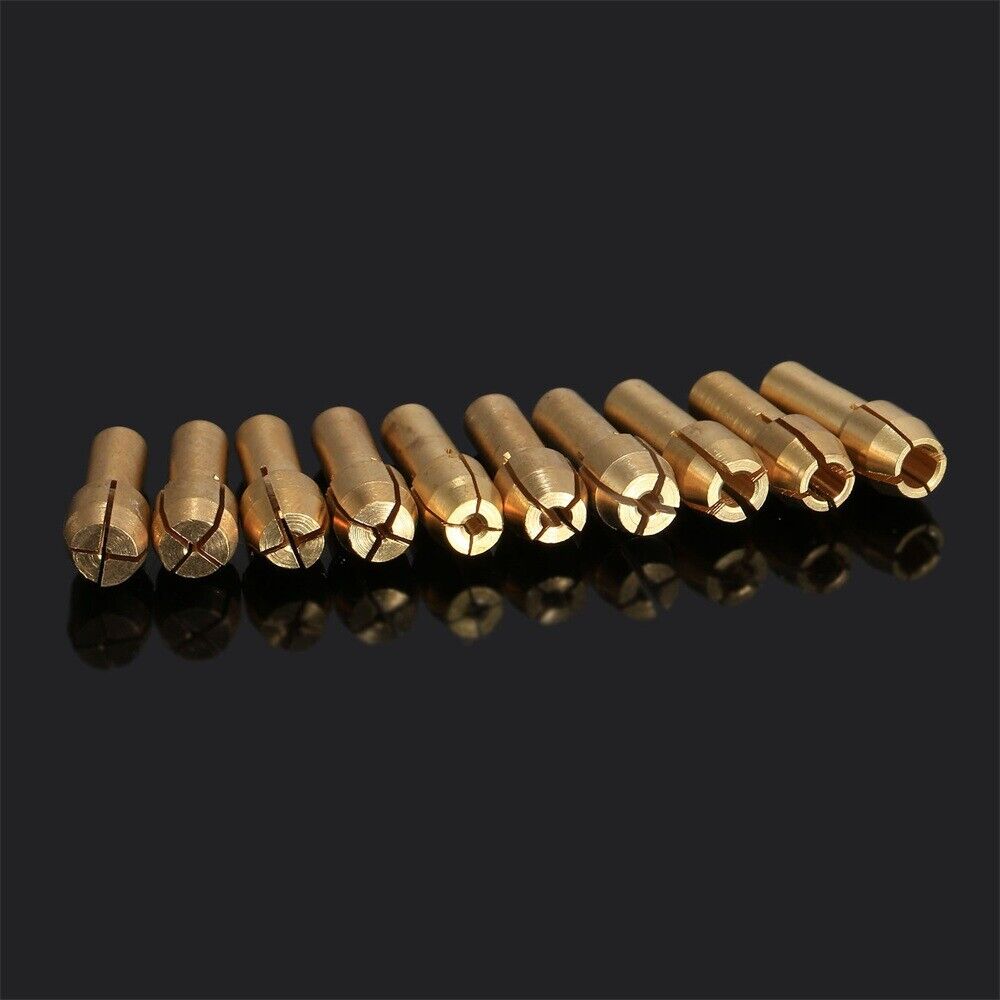 10pcs Brass Collet Chuck Nut Kit Grinder Rotary Tool Metalworking 0.5mm-3.2mm