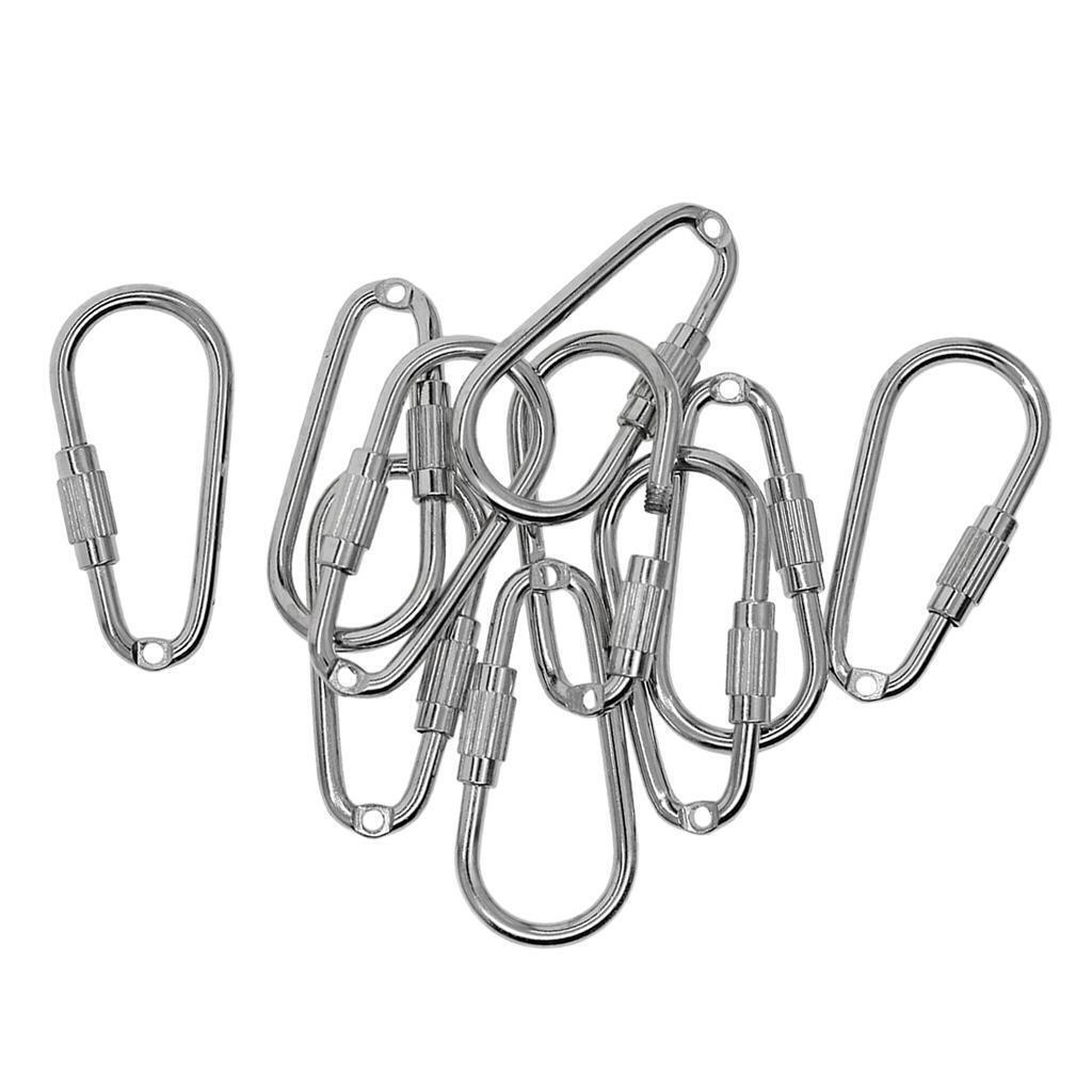 10x Alloy Screw Locking Carabiner Clasp Key Chain Key Ring Clasps 34x16mm