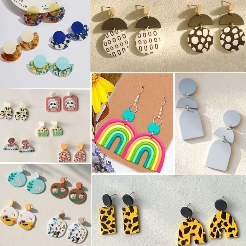 138Pcs Clay Earring Cutters with Earring Cards and Hooks Cutters for DIY Jewelry