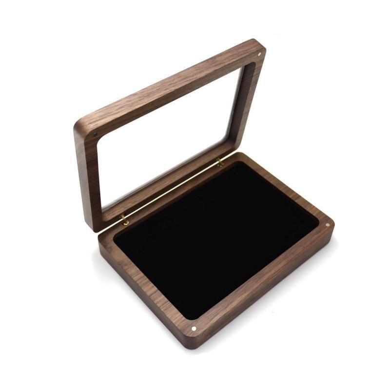 Flannel Watch Case Jewelry Container with Glass Top Earrings Storage Holder