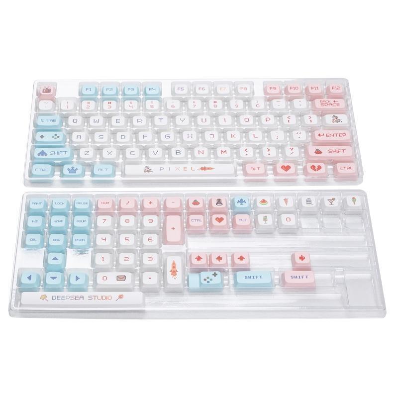 125Pcs Pixel War Key Cap Dye Subb Keycaps Set for Cherry MX Mechanical Keyboard