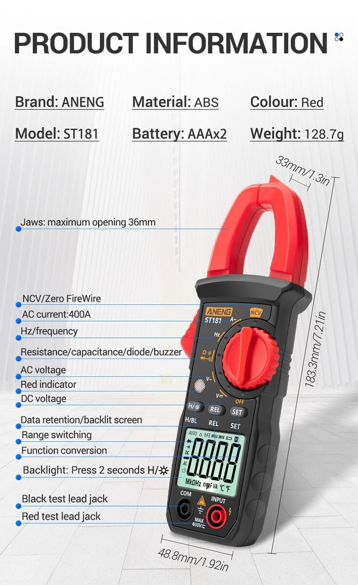Ohm Test DC/AC Ammeter Digital Clamp Meter Smart Multimeter Voltage Tester