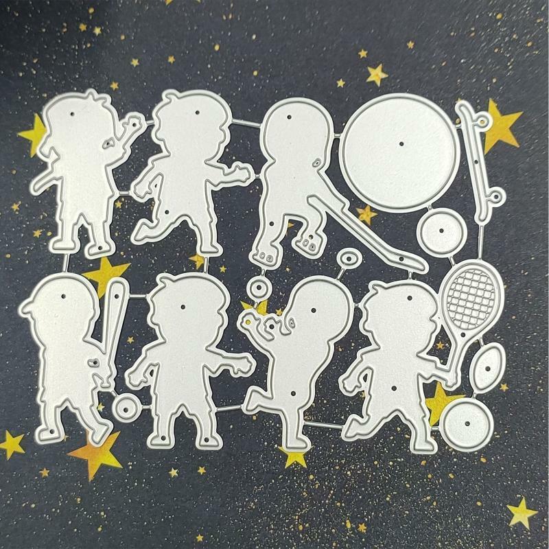 Children Playing Ball Metal Cutting Dies Stencil DIY Scrapbooking Album Template