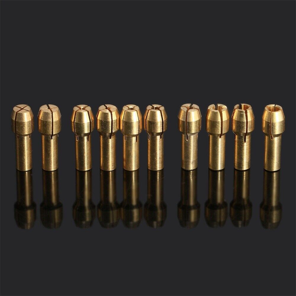 10pcs Brass Collet Chuck Nut Kit Grinder Rotary Tool Metalworking 0.5mm-3.2mm