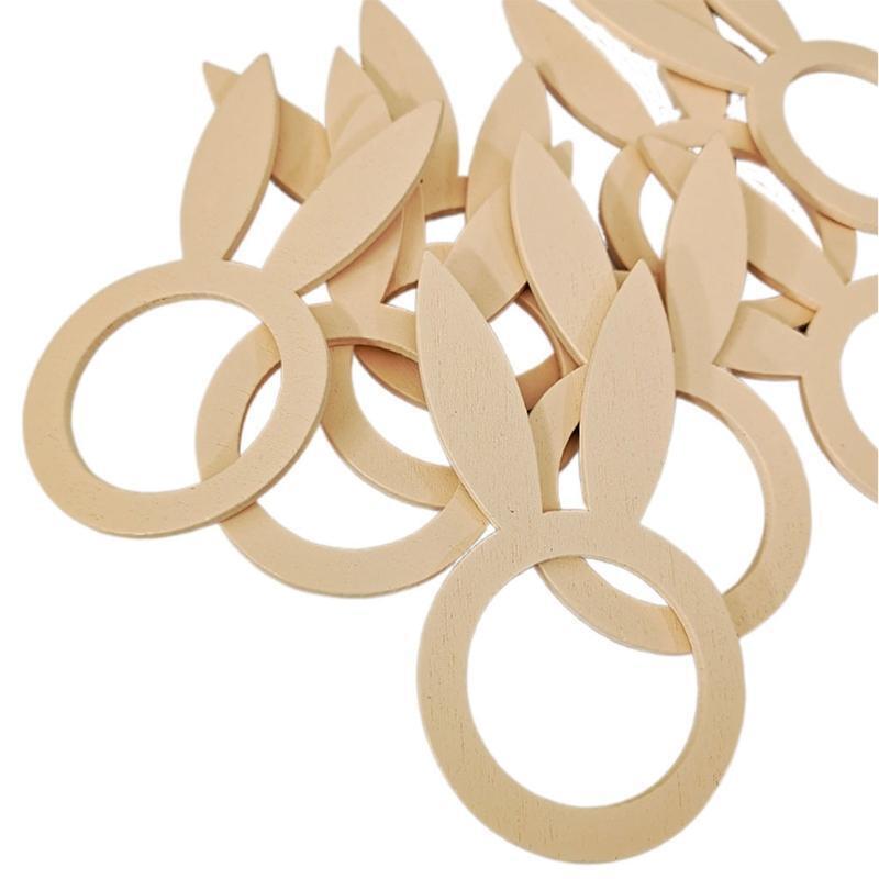 10pcs Easter Napkin Rings Wooden Bunny Ear Holder Centerpiece Desktop Decoration