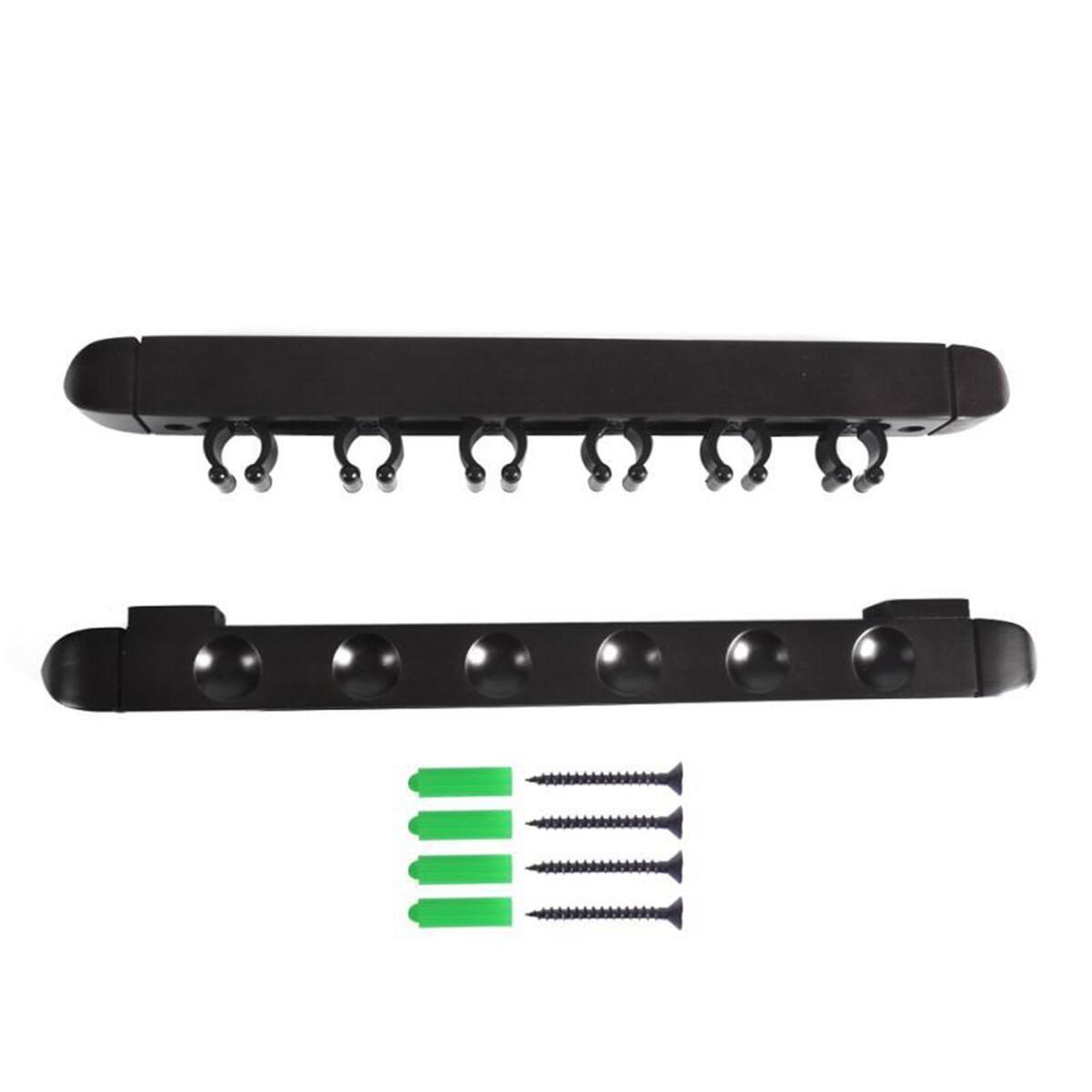 6 Pool Billiard Cue Rack Table Sticks Cue Clips Pool Balls Stick Holder
