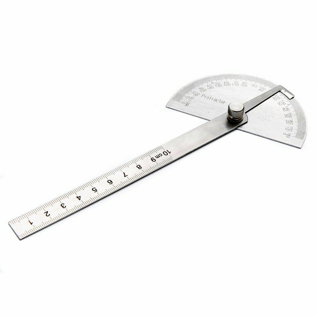 1pcs Stainles Steel 180° Protractor Angle Finder Arm Measuring 100mm Ruler Tool