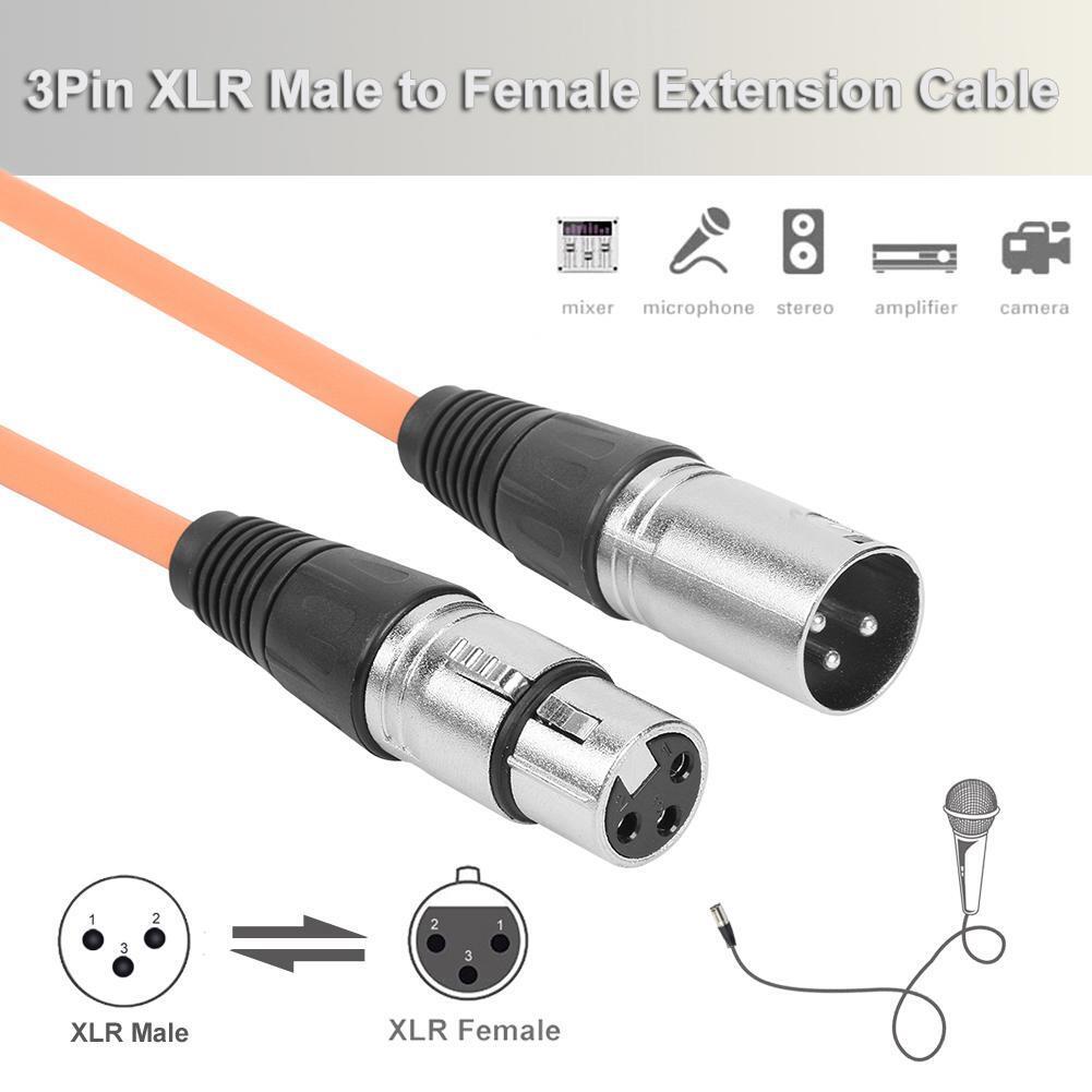 1m XLR 3Pin Cable Male to Female Shielded Microphone Wire Cord (Orange)
