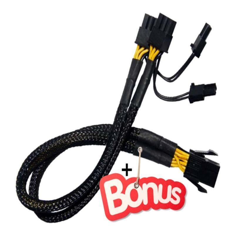 6 Pin to Dual PCIe 8 Pin Extension Cable for Mining Video Card Braided Sleeves