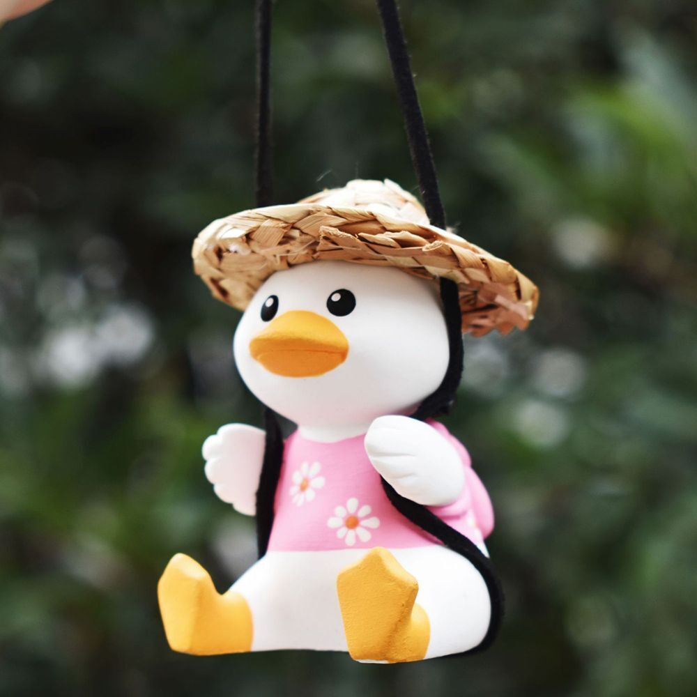 Pendant Decoration Bag Duck Car Pendant Straw Hat Duck Cart Hanging Ornament