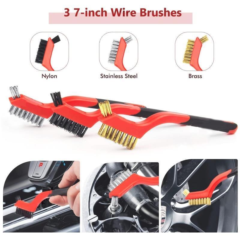 19Pcs Detailing Brushes Car Drill Brush Wash Mitt Wax Pads Wash Towels Kit