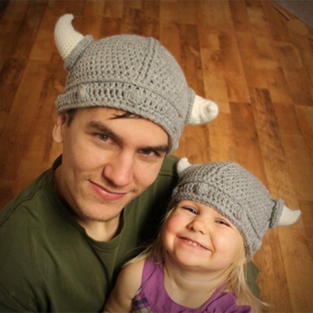 Knitted Winter Woolen Hat Childs Horn Babies Infant Toddler Crochet