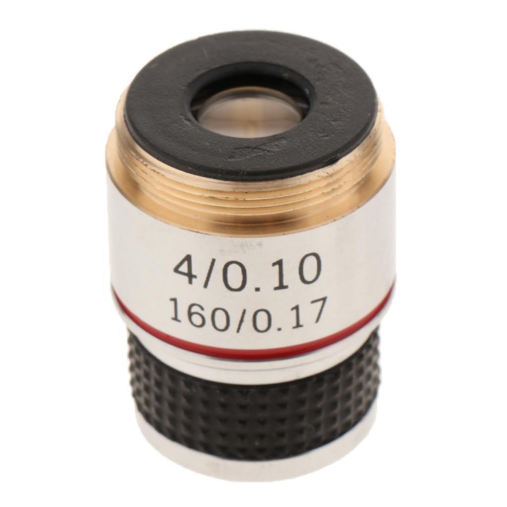 160 / 0.17 4X Achromatic Objective Lens 20.2mm RMS for Biological