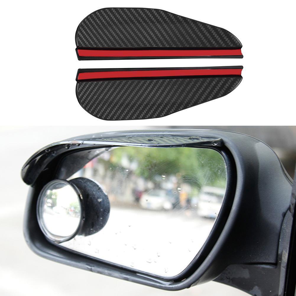 2x Carbon Fiber Look Car Side Rear View Mirror Rain Visor Snow Guard Shield