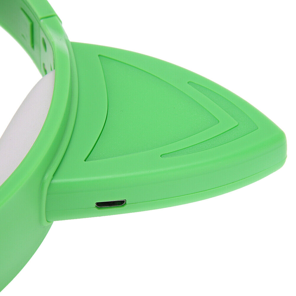 Luminous Foldable Rechargeable Headphone Cat Ear Shaped Headset (Green)-135