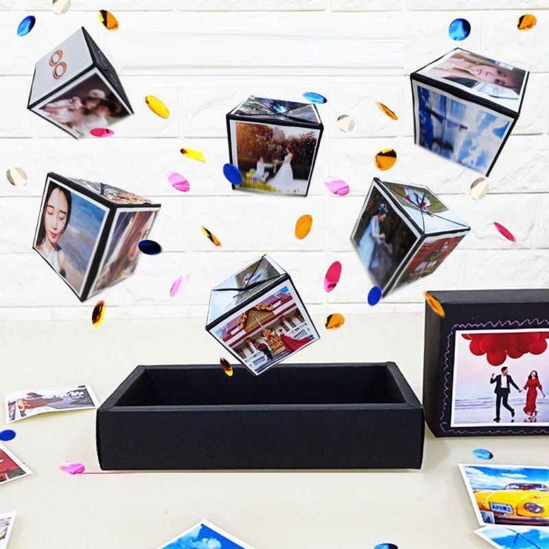 Black Pops Up Explosion Box DIY Gift Box Photo Album Scrapbook Jump Present Book