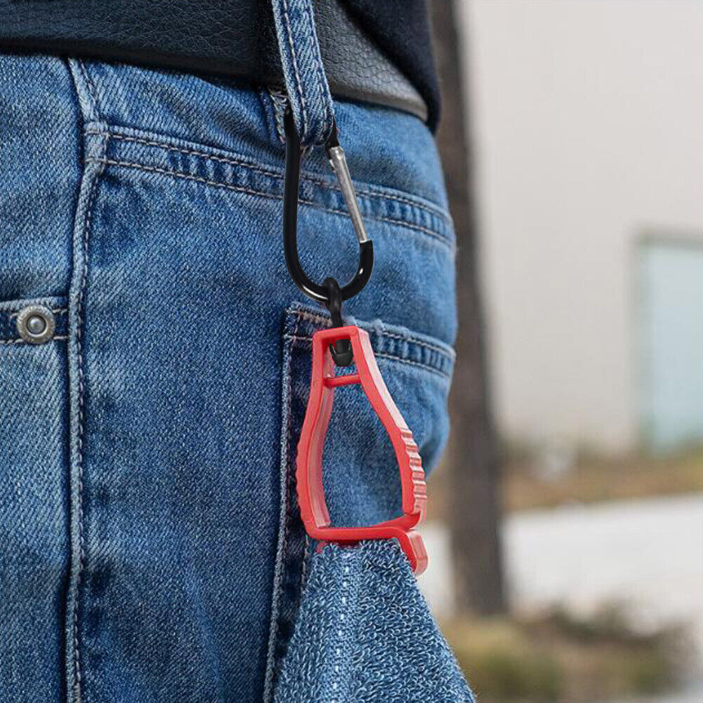 3pcs Glove Grabber Clamp Catcher Safety Working Clip Holder Hanger (Red)