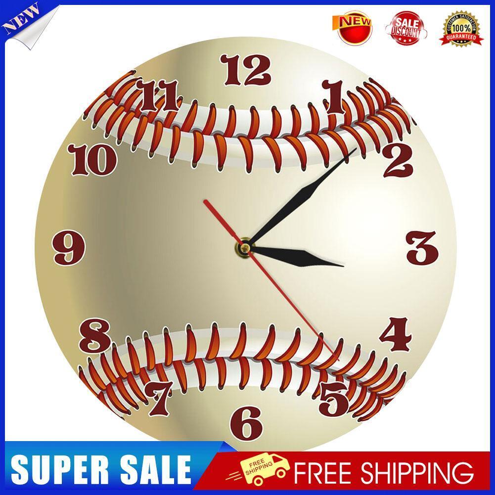 Wall Clock Acrylic Silent Non Ticking for Living Room Baseball Fan Gifts