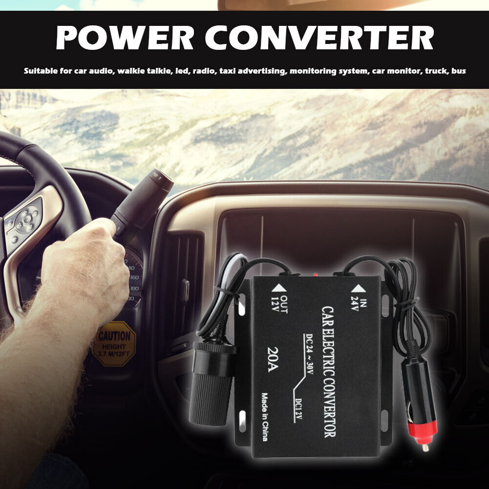 Truck 24V DC to Car 12V DC 20A Cigarette Lighter Step Down Buck Converter
