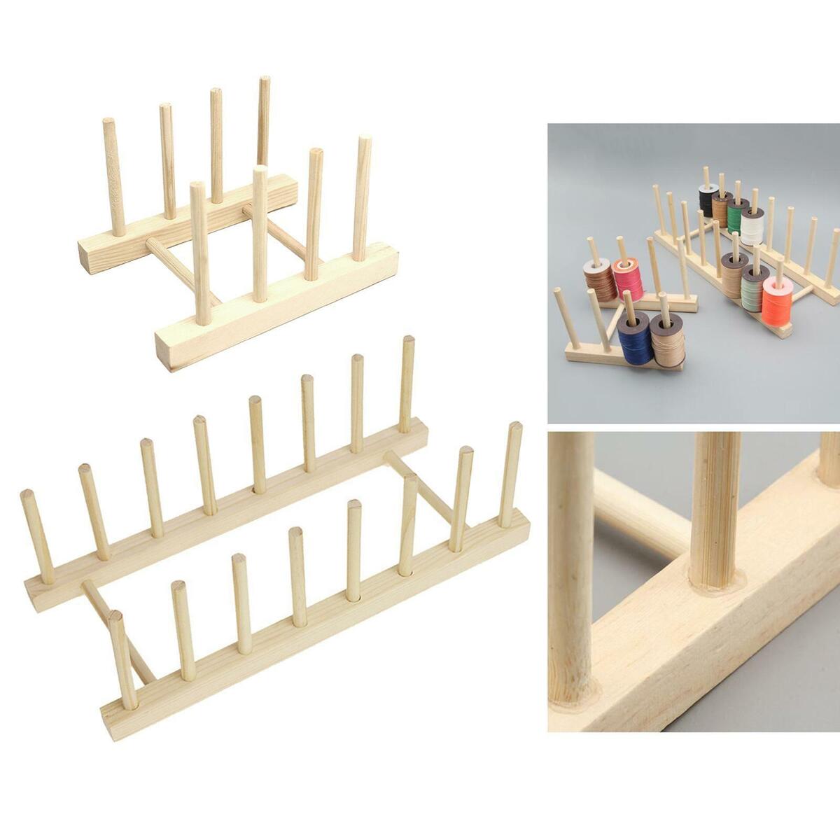2Pieces Thread Rack Wooden Embroidery Thread Holder Organizer Saving Space