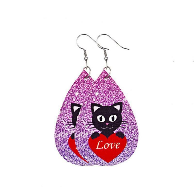 10 Pairs Valentine Day Leather Earrings Love Dangle Heart Leather Earrings Kit