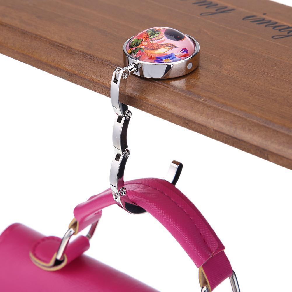 Portable Handbag Hook Foldable Desk Bag Purse Metal Holder Hanger Gifts(C)