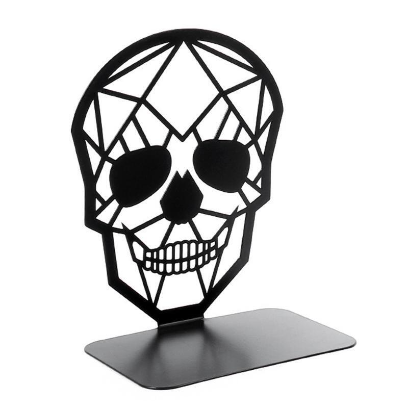 Stylish Black Metal Book Stopper Novelty Skeleton Bookend Decoration Ornemants