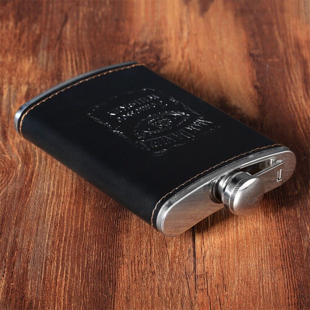 Luxury Black 9oz Pocket Liquor Hip Flask Whiskey Alcohol Wine Flagon Bottle Gift