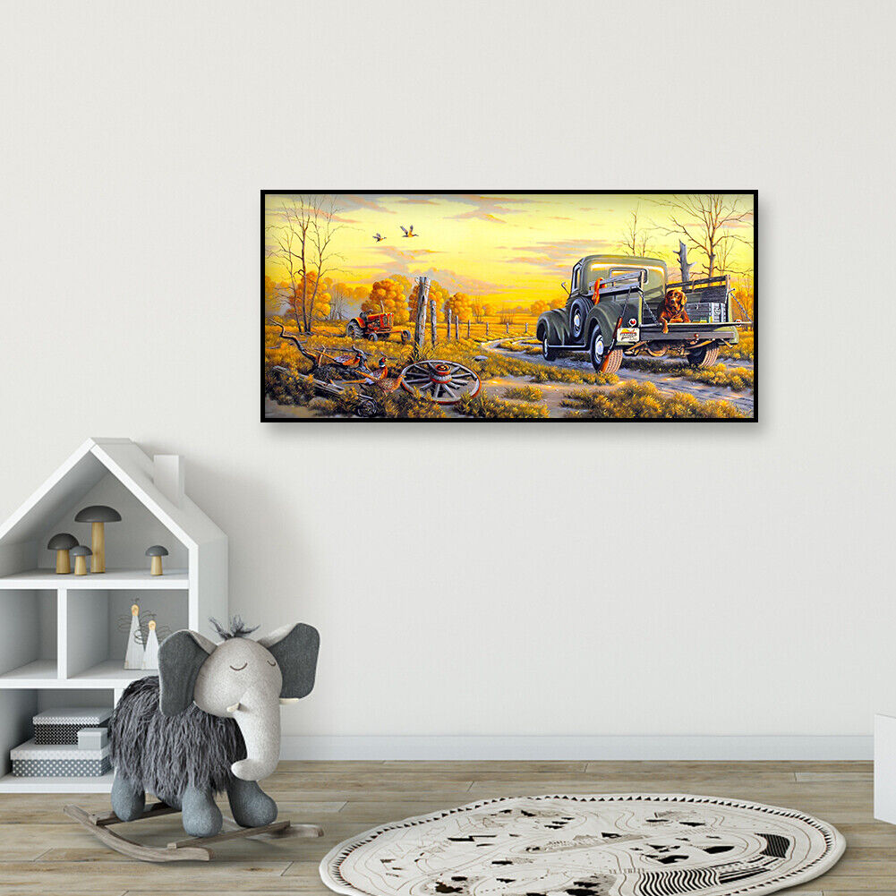 Diamond Painting Dog in Car 5D DIY Full Drill Round Rhinestone Home Decor